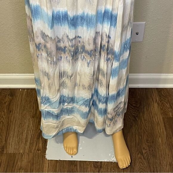NWT BeBop Tie-Dye Sleeveless Maxi Dress Blue White Tan Size Medium - Picture 5 of 15